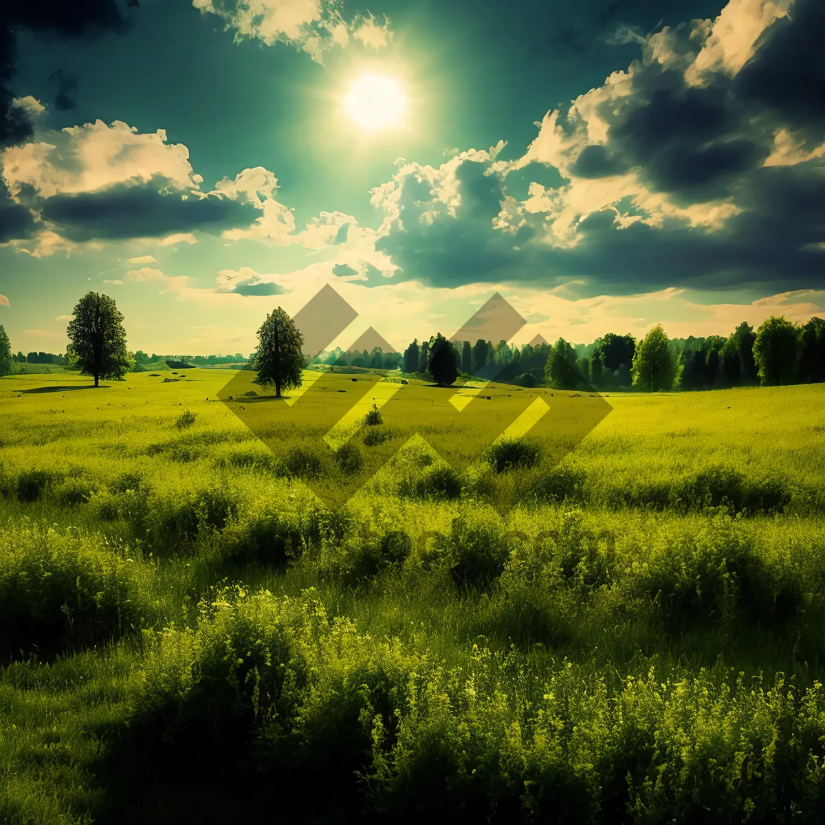 Picture of Vibrant Rural Landscape under Clear Skies