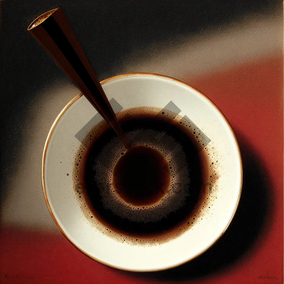 Picture of Hot Espresso Cup with Spindle Stick and Saucer