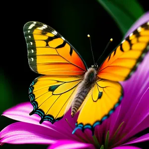 Colorful Monarch Butterfly on Vibrant Viola Flower