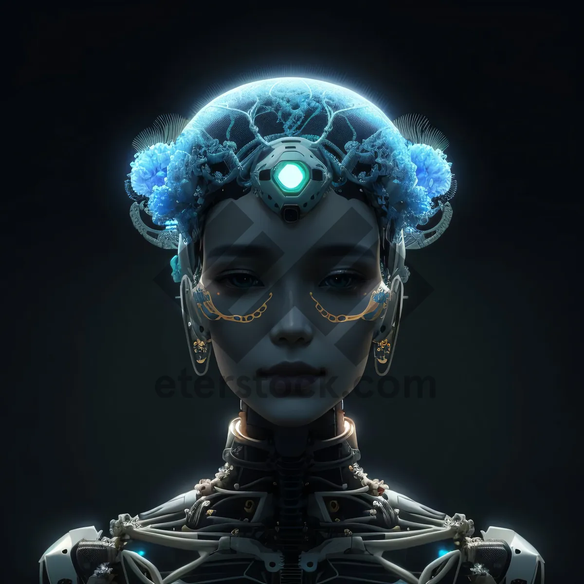 Picture of Black Skull Head Bust Sculpture Human Anatomy
