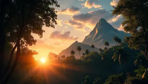 Mountain Sunset Sky Tree Landscape