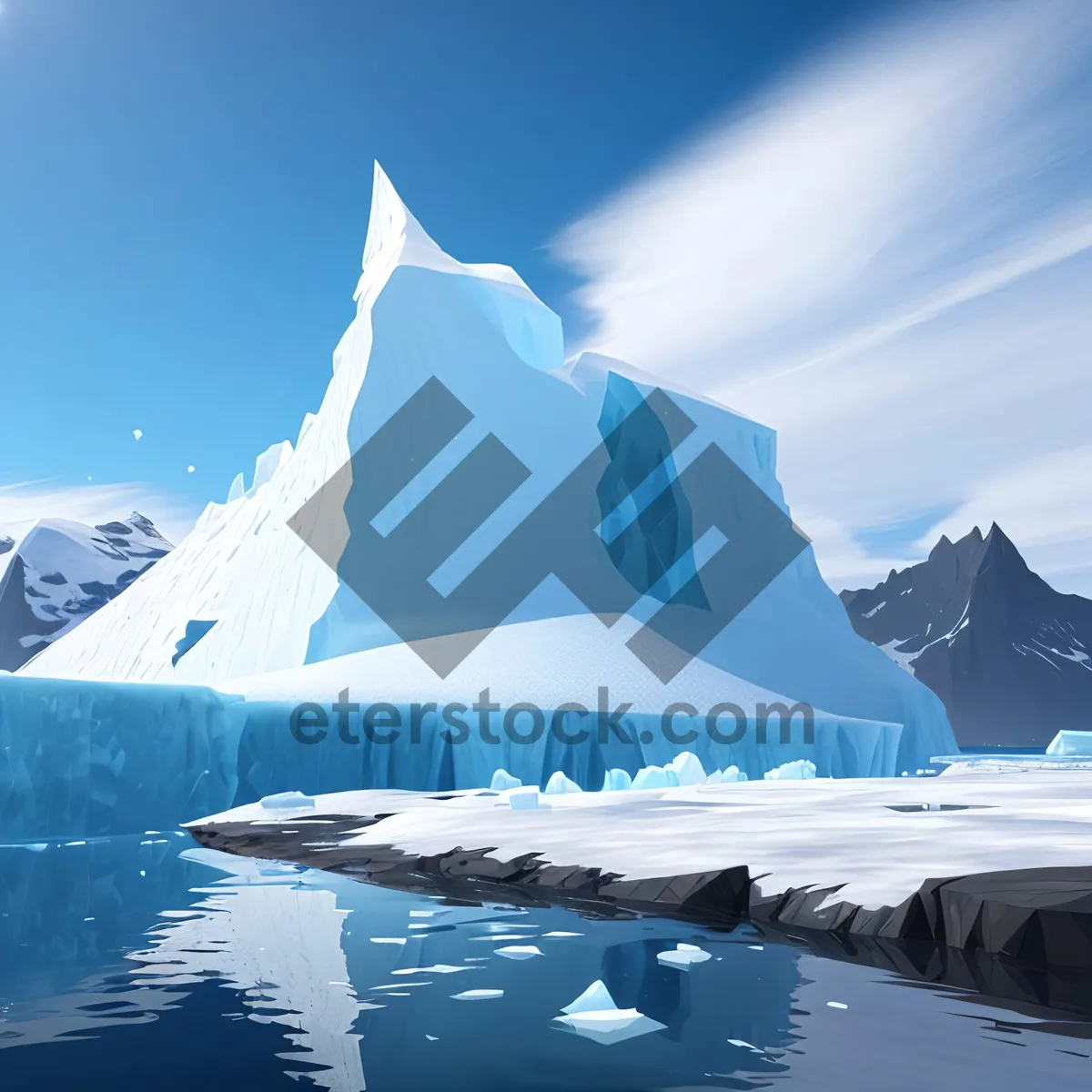 Picture of Arctic Winter Wonderland: Majestic Glacier Enveloped in Frozen Beauty