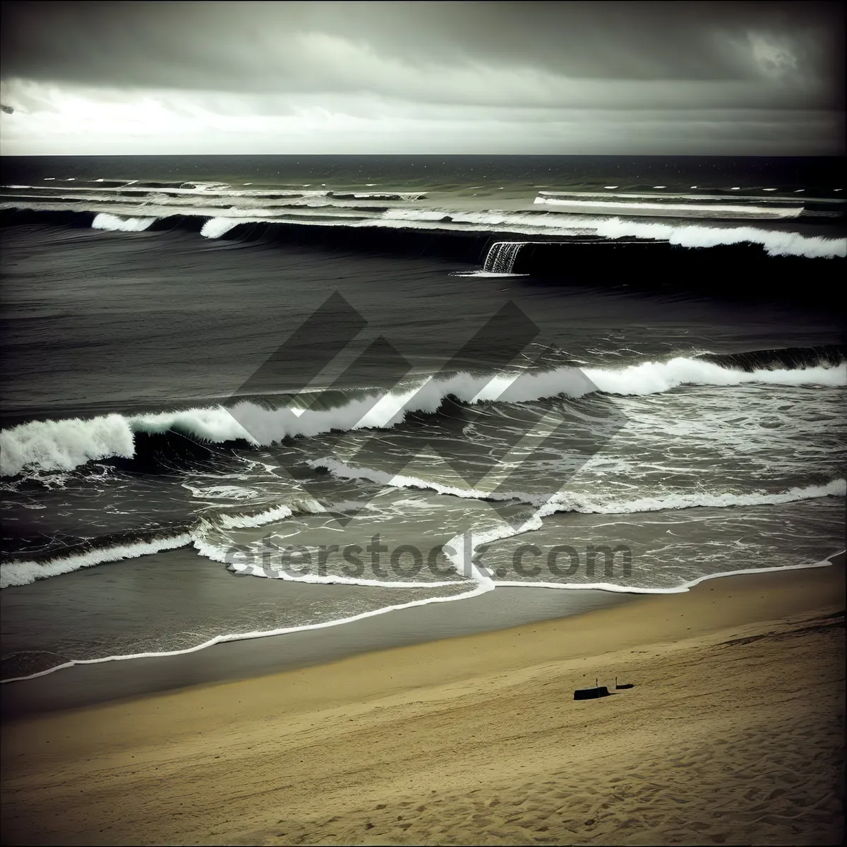 Picture of Serene Seascape: Sunset over Ocean and Sandy Beach