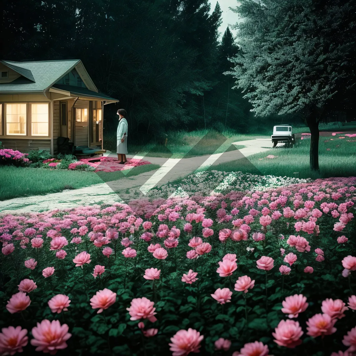 Picture of Vibrant Tulip Garden in a Colorful Landscape