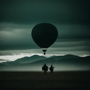 Colorful Hot Air Balloons Floating at Sunset