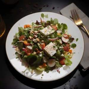 Fresh Vegetable Salad with Pepper and Tomato Slices