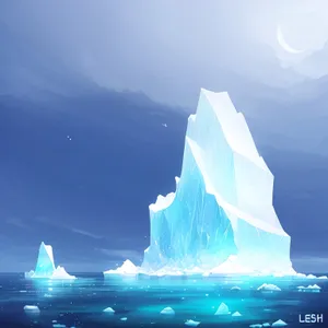 Serene Arctic Landscape - Iceberg Floating on Cloudy Summer Seas