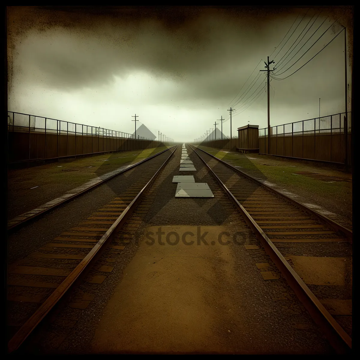 Picture of City Skyline Journey: Speeding Train on Railroad Bridge