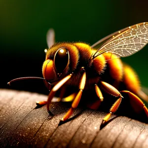 Yellow Wasp on Flower Petal