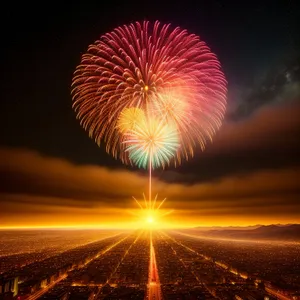 Sparkling Celestial Burst: Firework Spectacle in Night Sky