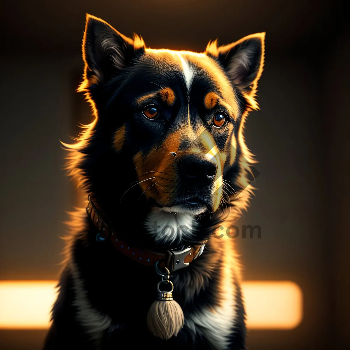 Picture of Adorable Border Collie Puppy in Studio Portrait