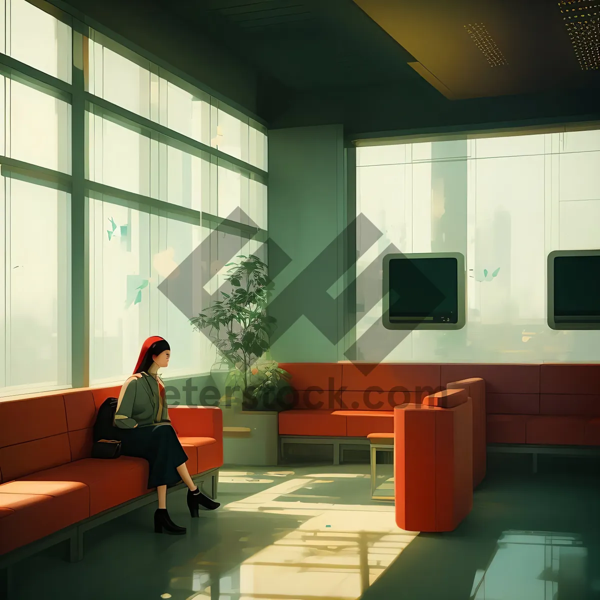 Picture of Modern Interior Lamp with Designer Furniture