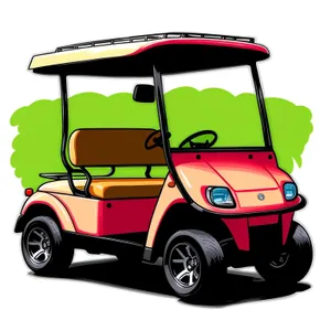 Golfer in a Cartoon Golf Cart
