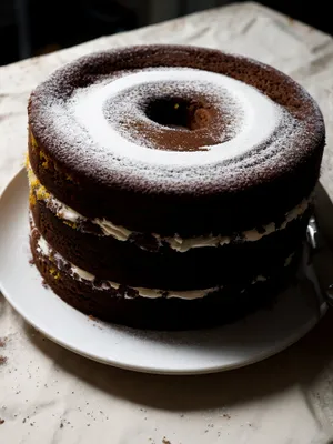 Decadent Chocolate Cake on Saucer with Espresso