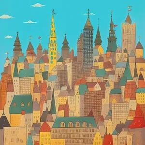 Medieval Cityscape Puzzle: Towering Historic Landmark