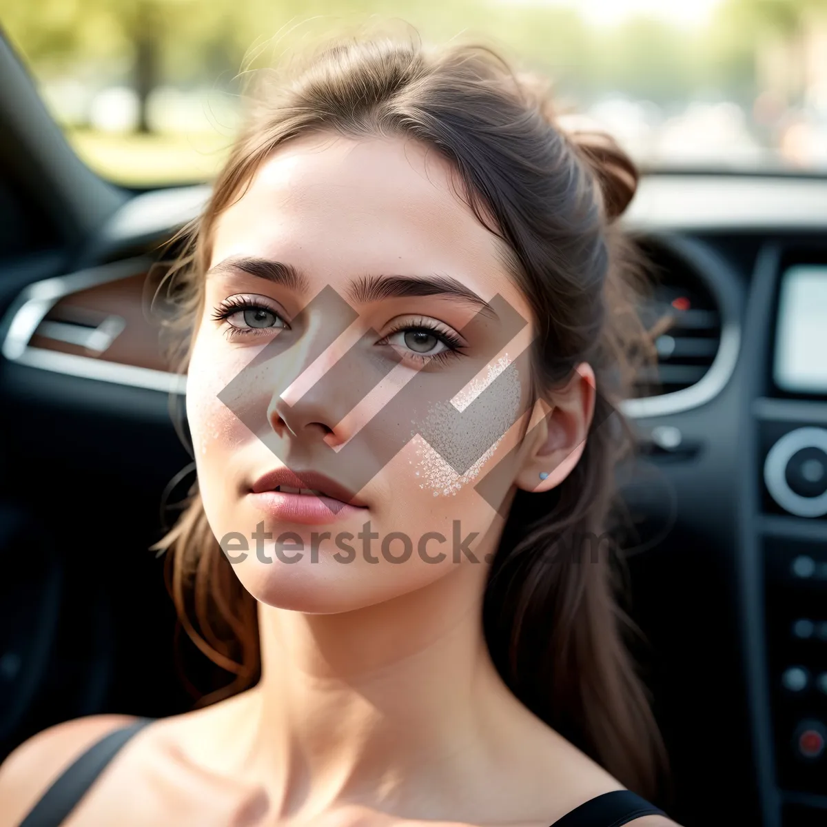 Picture of Happy driver in a safe car with seat belt