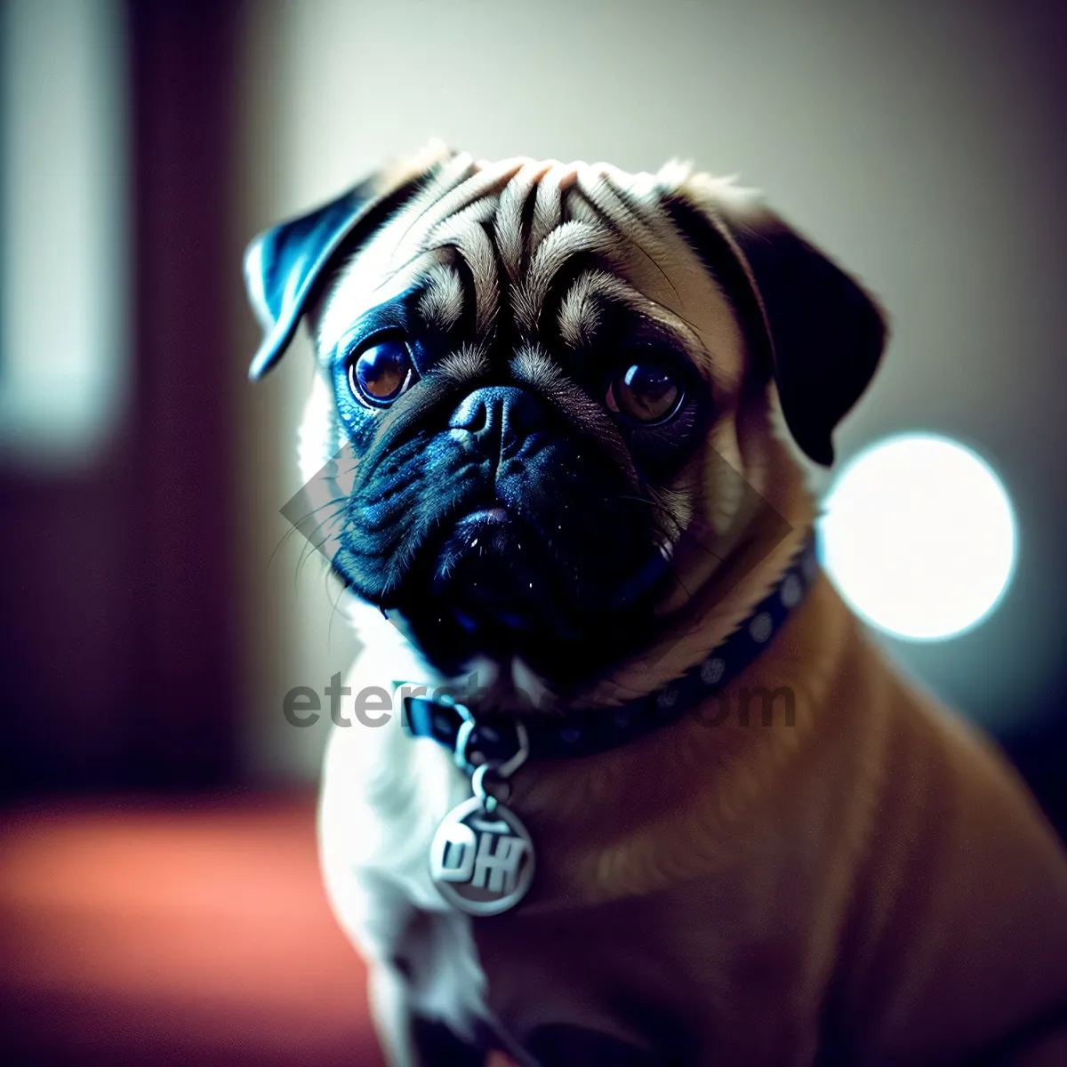 Picture of Cute Wrinkly Bulldog Portrait - Adorable Studio Pet