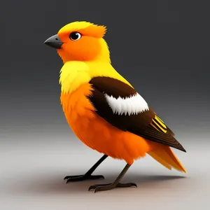 Yellow Bird in Natural Habitat with Cute Feathers