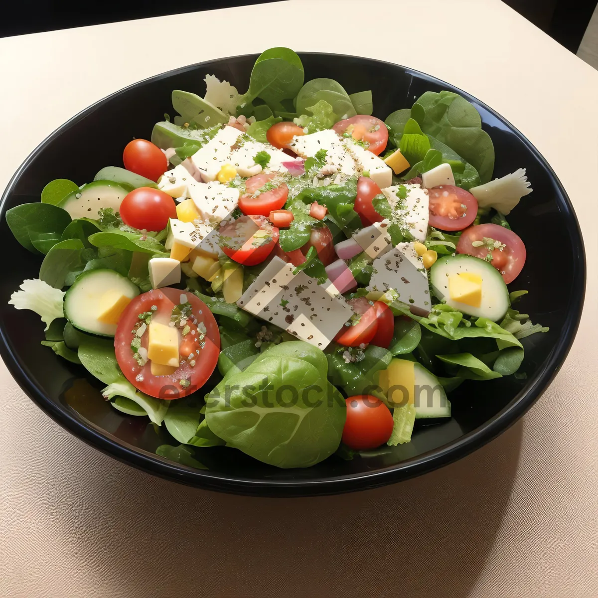 Picture of Delicious vegetable salad with fresh ingredients.
