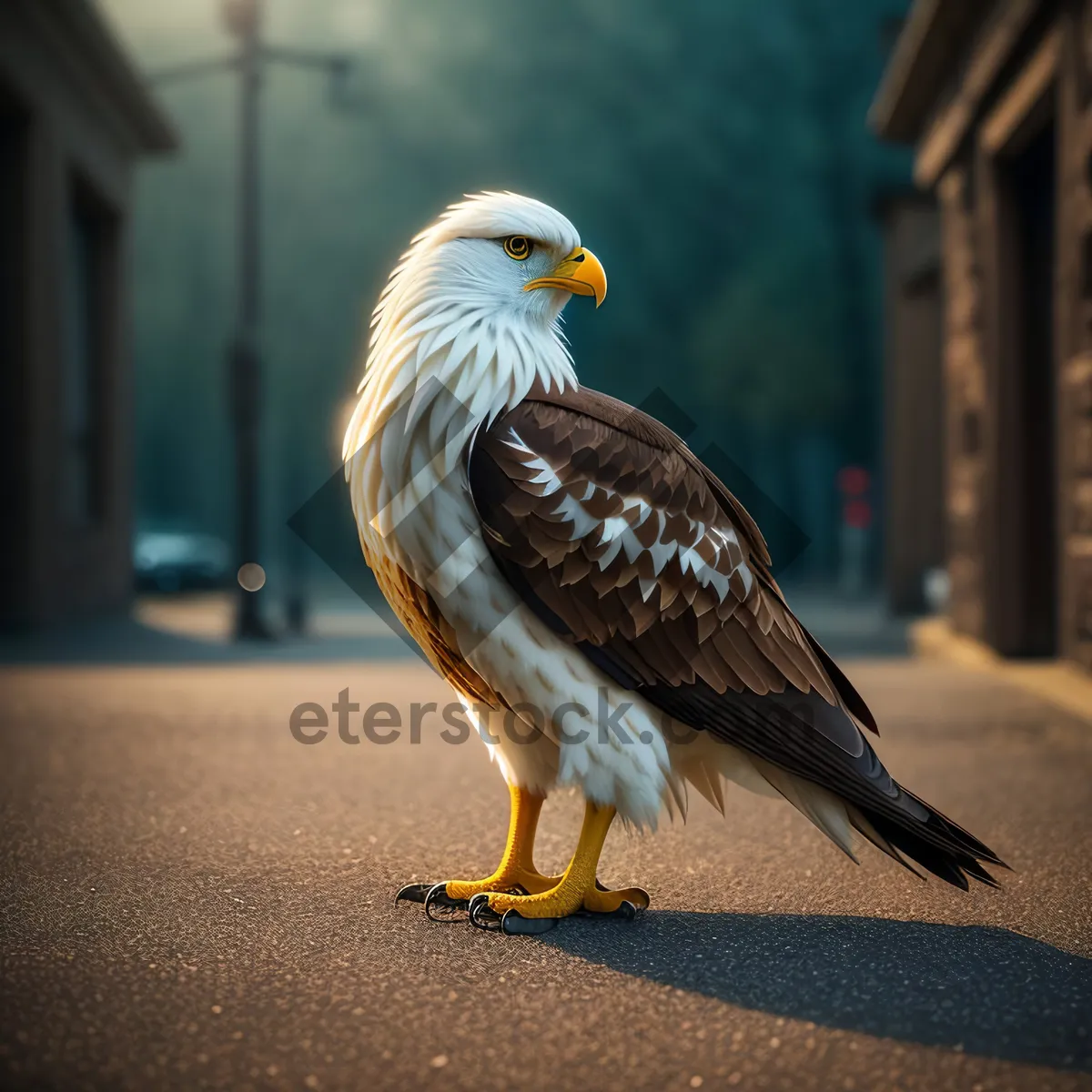 Picture of Bald Eagle in Flight with Intense Gaze