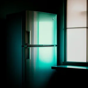 Modern 3D Refrigerator in Empty Interior