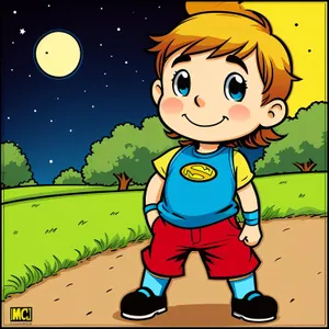 Playful Cartoon Boy in Colorful Cutout Style