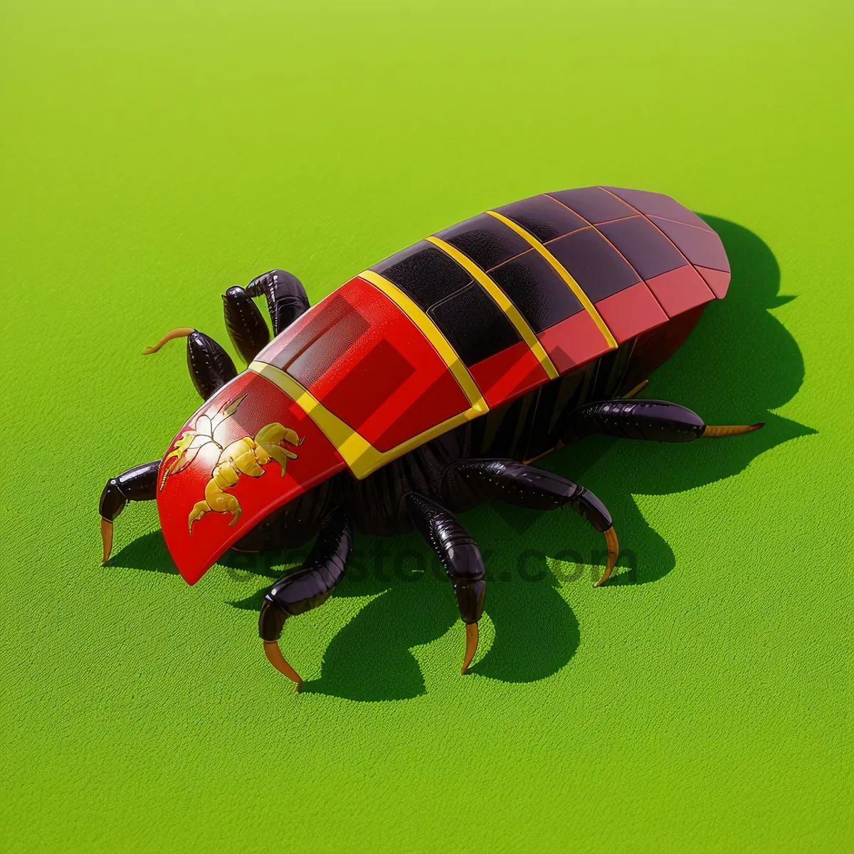 Picture of Vibrant Yellow Ladybug on Leaf