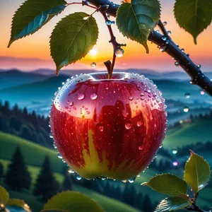 Fresh Organic Red Delicious Apple Close Up Image
