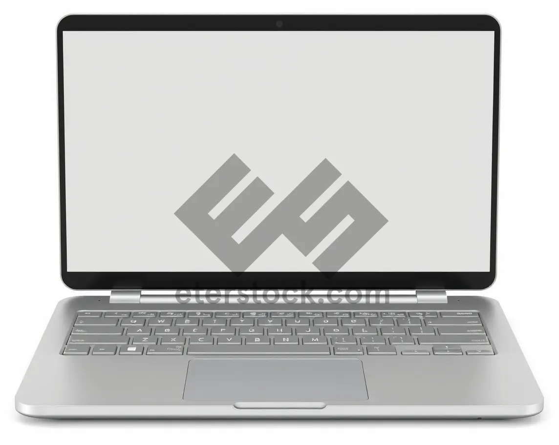 Picture of Modern laptop with blank screen for business work.