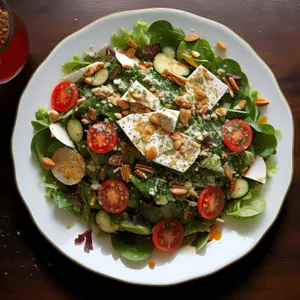 Delicious Gourmet Plate with Fresh Vegetable Salad