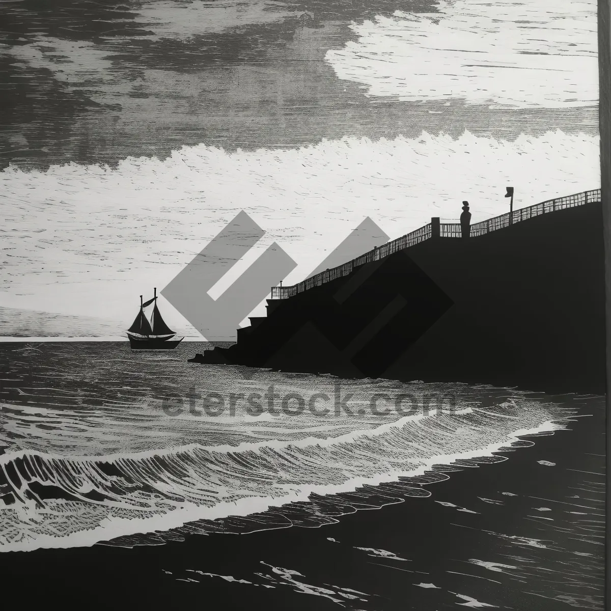 Picture of Serene Sunset Reflection on Coastal Shipwreck