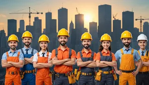 Smiling Construction Worker in Hardhat at Job Site