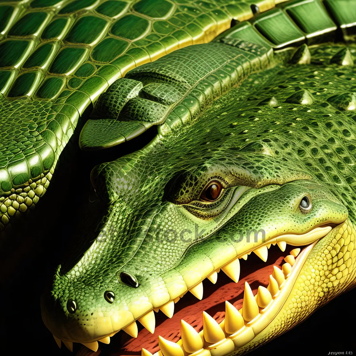 Picture of Eye-catching Green Lizard Lakeside Wildlife Image