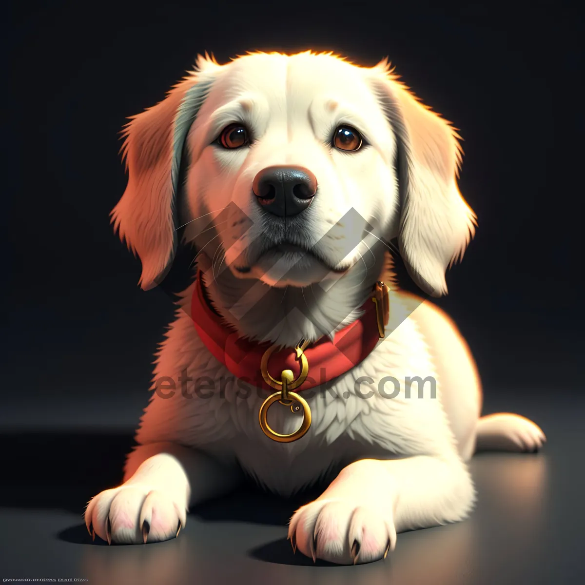 Picture of Adorable Golden Retriever Puppy in Studio