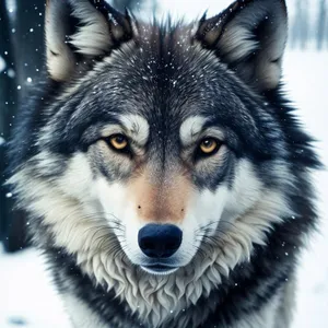 Wild Timber Wolf with Piercing Eyes