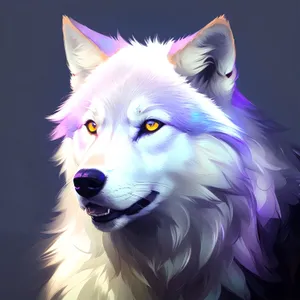 Adorable Canine Portrait: Majestic White Wolf with Beautiful Eyes