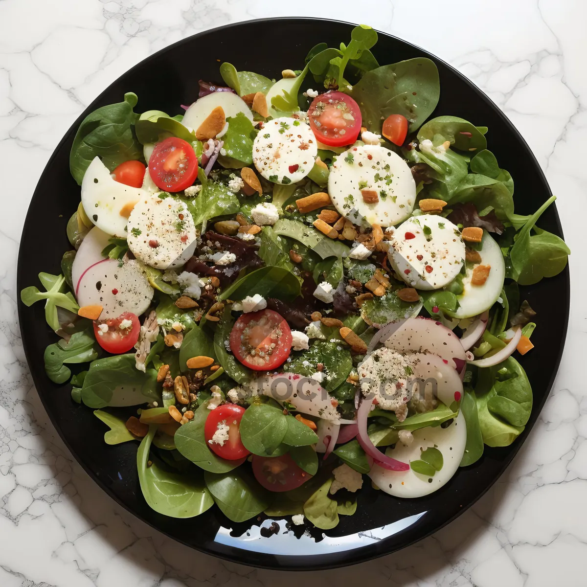 Picture of Delicious Plate of Gourmet Vegetable Salad with Cheese