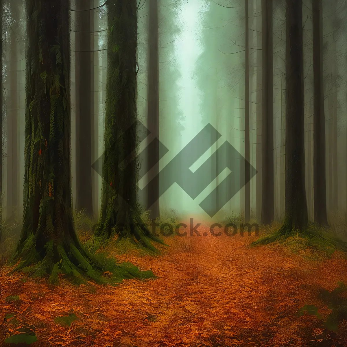 Picture of Misty Morning Forest Landscape with Shower Curtain