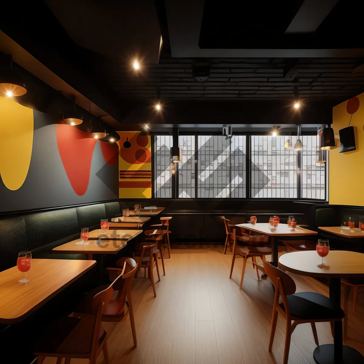 Picture of Modern interior design with wooden furniture and natural light