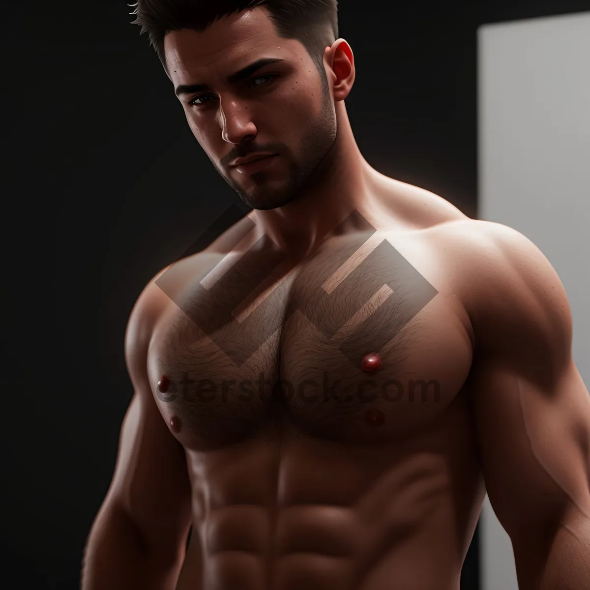 Picture of Muscular Male Model Posing Sensually in Studio