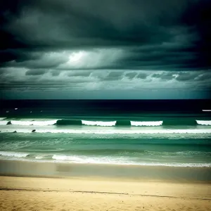 Turquoise Coastline Serenity: Sun, Sand, and Waves