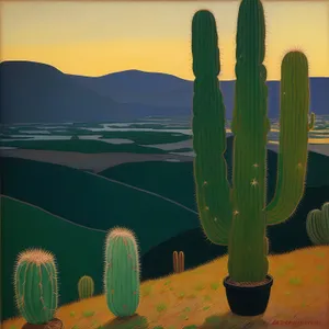 Saguaro Sunset: Majestic Desert Landscape with Cacti