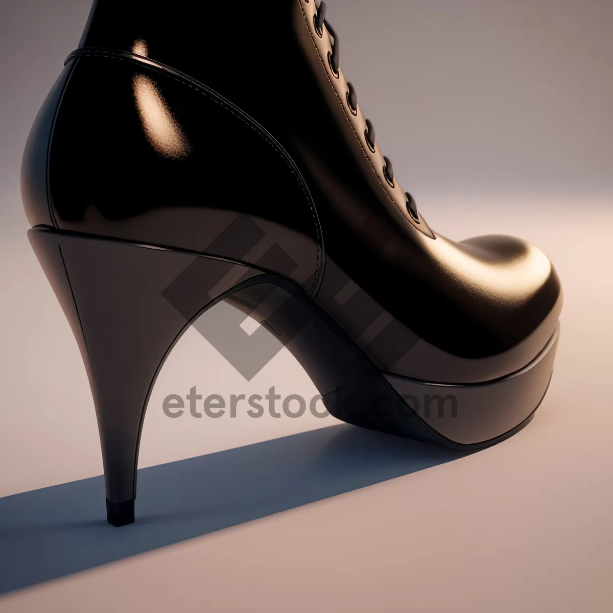 Picture of Black Leather High Heel Shoes - Fashionable Elegance