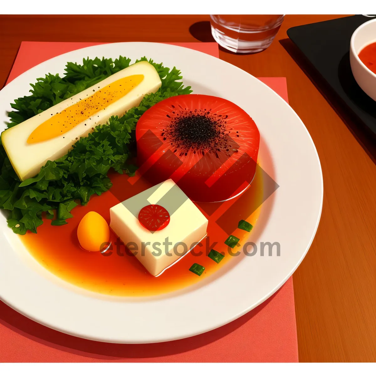 Picture of Gourmet Vegetable Salad with Fresh Tomato and Nutritious Dressing