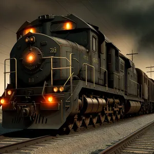 Vintage Steam Train on Railroad Tracks