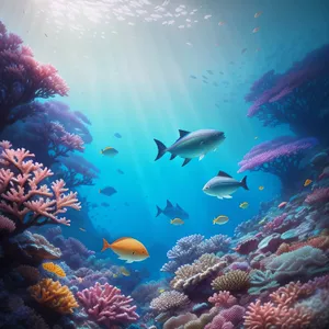 Tropical Coral Reef Underwater Life with Diverse Marine Fish