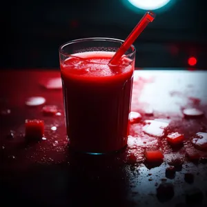 Refreshing Strawberry Vodka Juice Cocktail with Ice