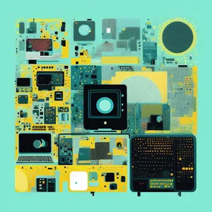 Computer Circuit Board with Microprocessor Chip and Memory