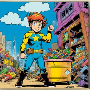 Colorful Cartoon Comic Book Character Drawing