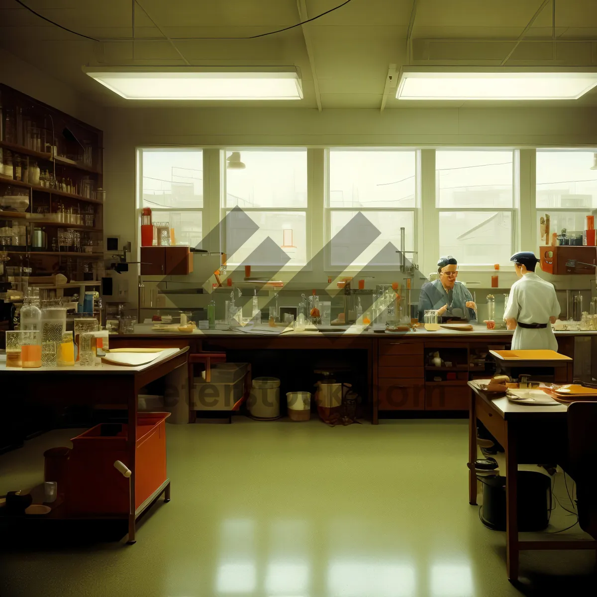 Picture of Modern restaurant interior with luxury furniture and wooden chairs.